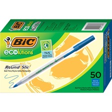 Ecolutions Round Stic Ballpoint Pen Value Pack, Stick, Medium 1 Mm, Blue Ink, Clear Barrel, 50/pack
