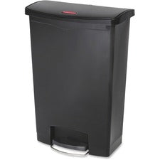 Streamline Resin Step-on Container, Front Step Style, 24 Gal, Polyethylene, Black