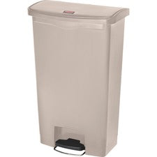 Streamline Resin Step-on Container, Front Step Style, 18 Gal, Polyethylene, Beige