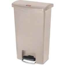 Streamline Resin Step-on Container, Front Step Style, 13 Gal, Polyethylene, Beige