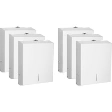 Genuine Joe C-Fold/Multi-fold Towel Dispenser Cabinet - C Fold, Multifold Dispenser - 13.5" Height x 11" Width x 4.3" Depth - Stainless Steel - White - 6 / Carton