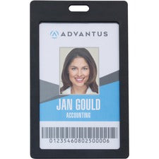 Advantus Vertical Rigid ID Badge Holder - Support 2" x 3.25" Media - Vertical - Plastic - 6 / Pack - Black