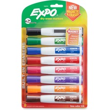 Magnetic Dry Erase Marker, Broad Chisel Tip, Assorted Colors, 8/pack