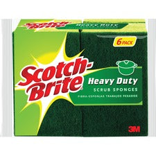 Scotch-Brite Heavy-Duty Scrub Sponges - 2.8" Height x 4.5" Width x 4.5" Depth - 36/Carton - Green, Yellow