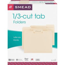 Smead 1/3 Tab Cut Letter Recycled Top Tab File Folder - 8 1/2" x 11" - 3/4" Expansion - Top Tab Location - Assorted Position Tab Position - Manila - 10% Recycled - 500 / Carton