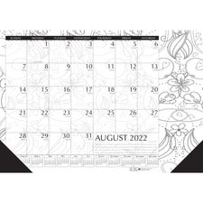 House of Doolittle Academic Doodle Monthly Desk Pad Calendar - Academic - Julian Dates - Monthly - 12 Month - August 2022 - July 2023 - 1 Month Single Page Layout - 22" x 17" Sheet Size - 2.38" x 1.88" Block - Desk Pad - Black/White - Paper - 17" Height x