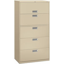 Brigade 600 Series Lateral File, 4 Legal/letter-size File Drawers, 1 Roll-out File Shelf, Putty, 36" X 18" X 64.25"