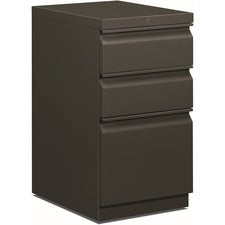 Brigade Mobile Pedestal With Pencil Tray Insert, Left/right, 3-drawers: Box/box/file, Letter, Charcoal, 15" X 19.88" X 28"