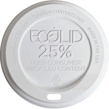 Ecolid 25% Recycled Content Hot Cup Lid, White, Fits 10 Oz To 20 Oz Cups, 100/pack, 10 Packs/carton