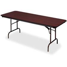 Officeworks Commercial Wood-laminate Folding Table, Rectangular Top, 96w X 30d X 29h, Mahogany