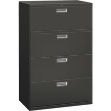Brigade 600 Series Lateral File, 4 Legal/letter-size File Drawers, Charcoal, 36" X 18" X 52.5"