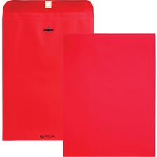 Clasp Envelope, 28 Lb Bond Weight Paper, #90, Square Flap, Clasp/gummed Closure, 9 X 12, Red, 10/pack