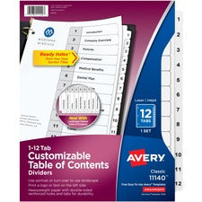 Customizable Toc Ready Index Black And White Dividers, 12-tab, 1 To 12, 11 X 8.5, 1 Set