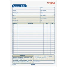 Purchase Order Book, 12 Lines, Two-part Carbonless, 5.56 X 8.44, 50 Forms Total