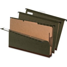 Surehook Reinforced Hanging Divider Folders, 2" Expansion, 2 Dividers, 4 Fasteners, Legal Size, Green Exterior, 10/box