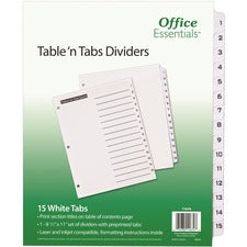 Office Essentials™ Table 'n Tabs Dividers, 15-tab, 1 To 15, 11 X 8.5 ...