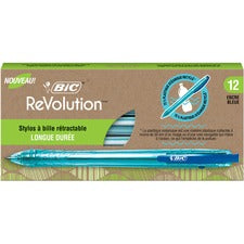 Revolution Ocean Bound Ballpoint Pen, Retractable, Medium 1 Mm, Blue Ink/translucent Blue Barrel, Dozen