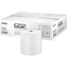 LoCor Paper Ultra Hard Wound Roll Towels - 1 Ply - White - Virgin Fiber - Absorbent, Embossed, Soft, Thick - For Restroom, Hand, Multi Surface - 6 / Carton