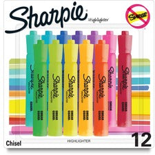 Tank Style Highlighters, Assorted Ink Colors, Chisel Tip, Assorted Barrel Colors, 12/pack