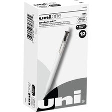 Unione Gel Pen, Retractable, Medium 0.7 Mm, Black Ink, White Barrel, Dozen