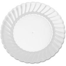 Classicware Stylish Dinnerware Plates - 12 / Pack - Disposable - Clear - Plastic, Polystyrene Body - 15 / Carton