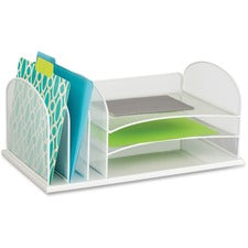 Onyx Desk Organizer With Three Horizontal And Three Upright Sections, Letter Size Files, 19.5 X 11.5 X 8.25, White