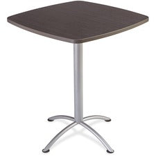 Iland Table, Bistro-height, Square Top, Contoured Edges, 36w X 36d X 42h, Gray Walnut/silver