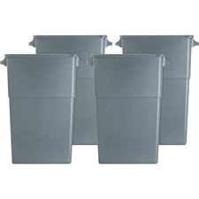 Genuine Joe 23-gallon Slim Waste Container - 23 gal Capacity - 30" Height x 20" Width x 11" Depth - Gray - 4 / Carton