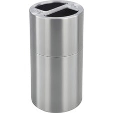 Dual Recycling Receptacle, 30 Gal, Steel, Stainless Steel