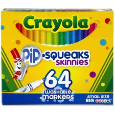 Pip-squeaks Skinnies Washable Markers, Medium Bullet Tip, Assorted Colors, 64/pack