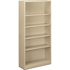 Metal Bookcase, Five-shelf, 34.5w X 12.63d X 71h, Putty