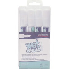 Wet Erase Markers, Medium Chisel Tip, White, 4/pack
