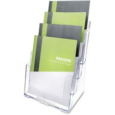 4-compartment Docuholder, Magazine Size, 9.38w X 7d X 13.63h, Clear