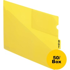 Colored Poly Out Guides With Center Tab, 1/3-cut End Tab, Out, 8.5 X 11, Yellow, 50/box