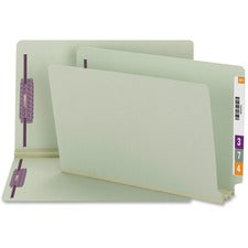 End Tab Pressboard Classification Folders, Two Safeshield Coated Fasteners, 3" Expansion, Legal Size, Gray-green, 25/box