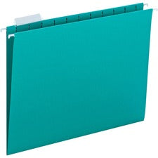Colored Hanging File Folders With 1/5 Cut Tabs, Letter Size, 1/5-cut Tabs, Teal, 25/box