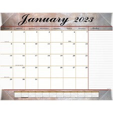 Marbled Desk Pad, Marbled Artwork, 22 X 17, White/multicolor Sheets, Clear Corners, 12-month (jan To Dec): 2023