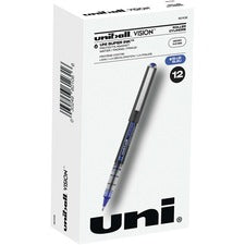 Vision Roller Ball Pen, Stick, Micro 0.5 Mm, Blue Ink, Blue/gray Barrel, Dozen