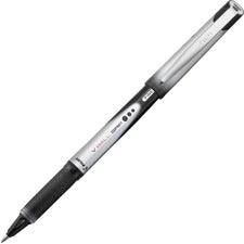 Vball Grip Liquid Ink Roller Ball Pen, Stick, Fine 0.7 Mm, Black Ink, Black/silver Barrel, Dozen