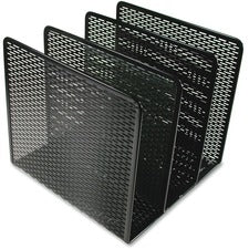 Urban Collection Punched Metal File Sorter, 3 Sections, Letter Size Files, 8" X 8" X 7.25", Black