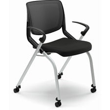 Motivate Nesting/stacking Flex-back Chair, Supports Up To 300 Lb, 19.25" Seat Height, Onyx Seat, Black Back, Platinum Base