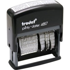Trodat 12-Message Business Stamp - Message Stamp - "ANSWERED, BACKORDERED, CANCELLED, BILLED, RECEIVED, CHARGED, CHECKED, DELIVERED, ENTERED, PAID, SHIPPED, ..." - 0.38" Impression Width - 10000 Impression(s) - Black - Plastic Plastic - Recycled - 1 Each