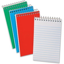 Memo Pads, Narrow Rule, Assorted Cover Colors, 40 White 4 X 6 Sheets, 3/pack