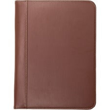 Contrast Stitch Leather Padfolio, 8 1/2 X 11, Leather, Tan