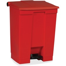Indoor Utility Step-on Waste Container, 18 Gal, Plastic, Red