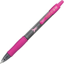 G2 Premium Breast Cancer Awareness Gel Pen, Retractable, Fine 0.7 Mm, Black Ink, Translucent Pink Barrel, Dozen