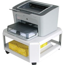 Mead-hatcher Mobile Printer Stand, Metal, 2 Shelves, 75 Lb Capacity, 17.8" X 17.8" X 8.5", Platinum