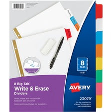 Write And Erase Big Tab Paper Dividers, 8-tab, 11 X 8.5, White, Assorted Tabs,1 Set