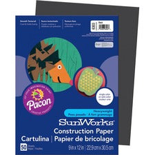 Sunworks Construction Paper, 50 Lb Text Weight, 9 X 12, Black, 50/pack