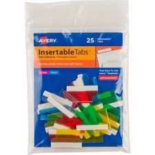 Insertable Index Tabs With Printable Inserts, 1/5-cut, Assorted Colors, 1" Wide, 25/pack